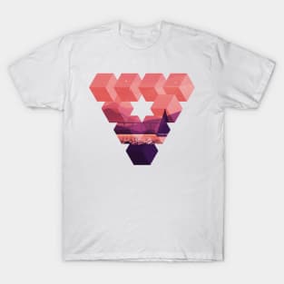 Artistic Geometric Triangle With A Calm Sunset Scene T-Shirt